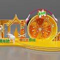 Castle Style Display Stage With Tea Drinks Ferris Wheel And Decorations 3d model