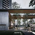 Modern Pergola Design With Wooden Ceiling Concrete Walls And Outdoor Seating