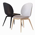 Modern Minimalist Single Chair With Curved Backrest Wooden Legs And Black White Design