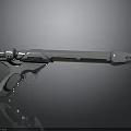 Futuristic Sci Fi Gun With Metallic Silver Finish And Curved Grip