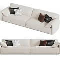 Modern Cream Multi Seater Sofa With Patterned And Solid Color Cushions 3d model