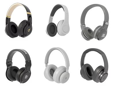 Various Styles Over Ear Headphones In Black White Gray Modern Design 3d model