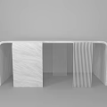 Sleek White Marble Kitchen Island With Curved Edges And Vertical Striped Panels