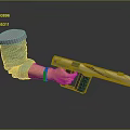 Futuristic Weapon With White Teal Design Held By Hand In Green Sleeve