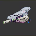 Futuristic Sci Fi Weapon 3D Model With White Blue And Green Glowing Parts