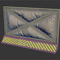 Golden Padded Surface Decorative Panel With Cross Metal Frame And Yellow Striped Base