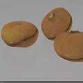 Three Orange Pumpkins Displayed On Dark Background With Smooth Surface 3d model