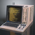 Old Vintage Portable Computer Featuring Code Display Screen Keyboard Antennas and Control Buttons 3d model