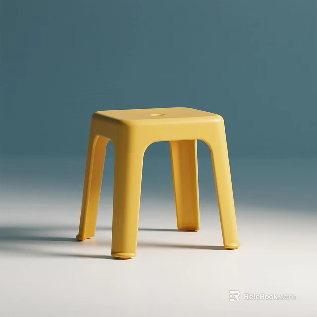 Yellow Plastic Stool With Simple Minimalist Design For Indoor Home Use Lightweight Durable 3d model