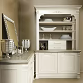 Classic White Sideboard With Mirror Candle Holders Dishes And Storage Cabinets