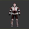 Game And Movie Character In Futuristic Red White Black Armor With Helmet Design