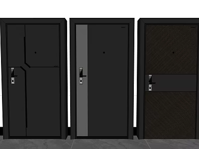 Modern Black Hinged Doors Design For Home Interior With Textured Panels And Sleek Finish 3d model