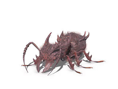 Fierce Reptile 3D Rendering With Spiky Body Long Antennae And Large Mandibles 3d model