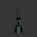 Commercial Communication Equipment With Green Cylindrical Body Three Supports And Top Antennas