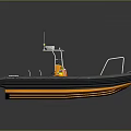 Orange And Gray Inflatable Boat With Open Cockpit Console Seats And Structure 3d model