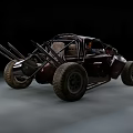 Dark Open Off Road Car With Large Tires And Rough Structure Design