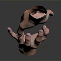 Two Hands Reaching Towards Each Other On Gray Background With Reflection 3d model