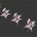Advanced White And Red Drone Weapon Systems With Mechanical Arms And Gun Barrels