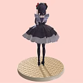 Anime Maid Character Standing With Butterfly On Brick Base Pink Background