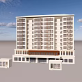 Modern Multi Story Building Featuring Multiple Windows Entrance Area And Small Annex Under Blue Sky