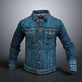 Stylish Classic Blue Denim Jacket With Buttoned Front And Side Pockets 3d model