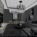 Modern Floor Lamp In Stylish Living Room With White Sofa Gray Carpet And Green Plants