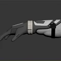 Tactical Combat Weapon Mechanical Glove With Advanced Grey White Tech Structure Design