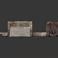 Old Weathered Concrete Structural Components With Broken Edges And Metal Top