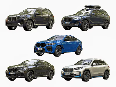 Different Models Of BMW Cars Showcased Together 3d model