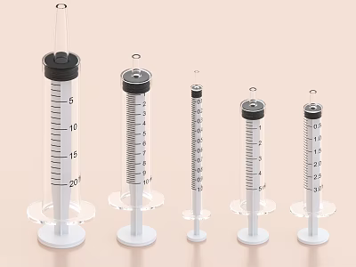 Medical Devices Various Sizes Syringes With Clear Measurement Scales And White Bases 3d model