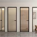 Modern Interior Hinged Doors With Glass Panels Black Frames And Sleek Design 3d model