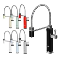 Modern Stainless Steel Kitchen Sink with Square Design and Colorful Faucets