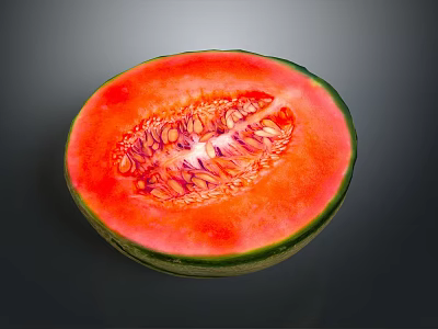 Fresh Sliced Watermelon with Vibrant Red Flesh and Juicy Black Seeds 3d model