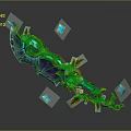 Ornate Fantasy Weapon with Glowing Blue Gems Green Leaves and Flying Butterflies