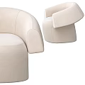 Stylish Beige Modern Single Sofa With Curved Arms And Rounded Design