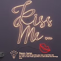 Creative Neon Lighting Combination with Kiss Me Lettering and Lips Decor for Modern Wall Art