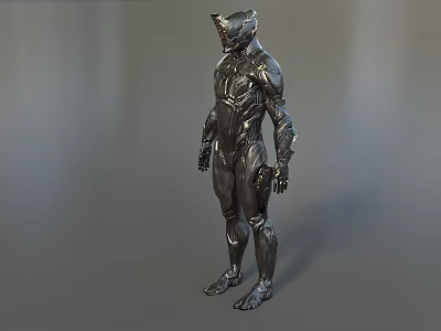 Smart Robot Humanoid With Silver Metallic Armor Helmet And Futuristic Design 3d model