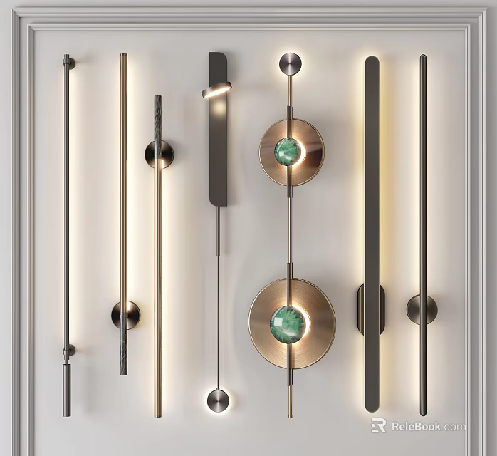 Modern Metal Wall Lamps With Green Glass Balls And Stylish Decorative Design 3d model 