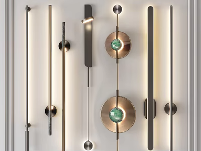 Modern Metal Wall Lamps With Green Glass Balls And Stylish Decorative Design 3d model