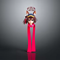 Stylized Anime Game Character With Fox Ear Hat Brown Hair And Red Scarf