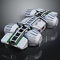 Futuristic Sci Fi Vehicle with White Green Color Scheme Multiple Modules Ladder And Engine Components 3d model