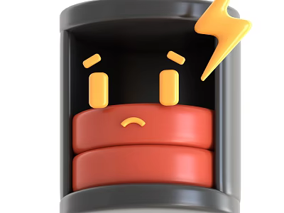 Smart Machine Battery With Expressive Face Black Casing Red Body And Yellow Lightning 3d model