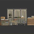 Vintage Daily Life Supplies Including Screens Fan Table Stool Trunks Books And Drawer Cabinet