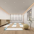Spacious Yoga Studio Fitness Space With White Mats Wooden Lockers And Calm Atmosphere