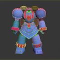 Stylish Blue And Red Robot Figure With Detailed Armor And Mechanical Design