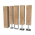 Wooden Pillars With Metal Bases In Modern Design And Structural Supports