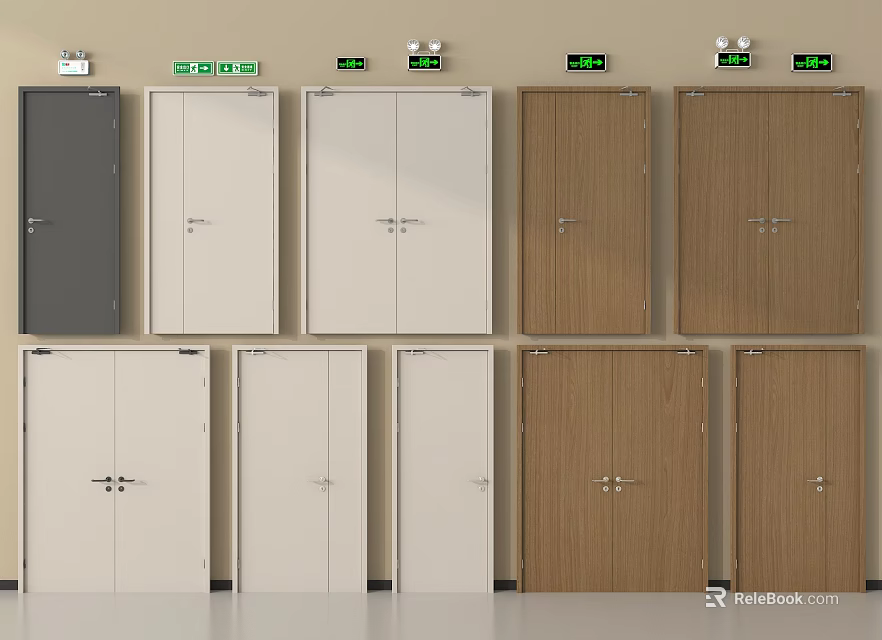 Various Interior Door Designs With Different Colors And Wood Finishes 3d model 