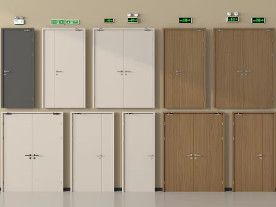 Various Interior Door Designs With Different Colors And Wood Finishes 3d model