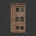 Red Brick Building with Multiple Windows and Classic Architectural Design 3d model