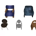 Various Stylish Accent Chairs Featuring Upholstered Woven and Metal Frame Designs